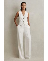 Reiss - Lori - White Viscose-linen Wide Leg Suit Trousers - Lyst