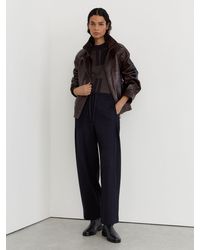 Reiss - Leoni - Black Petite Cotton-blend Barrel-leg Drawstring Trousers, Us 2 - Lyst