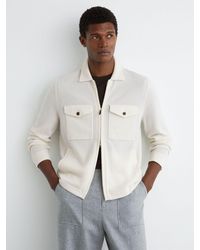 Reiss - Wool Knitted Zip-Through Overshirt - Lyst