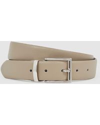 Reiss - Stone & Dark Leather Reversible Belt - Lyst