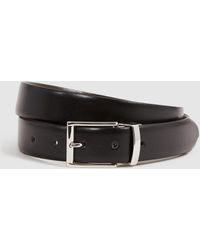 Reiss - Ricky - Black/dark Brown Reversible Leather Belt, 36 - Lyst