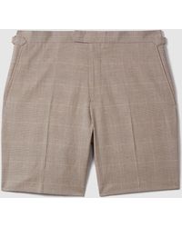 Reiss - Send Side Adjuster Shorts Cotton Checked - Lyst