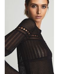 Reiss Eliana - Lace Crew Neck Sweater - Black