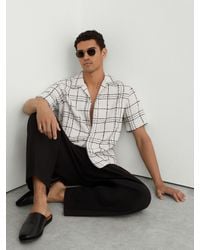 Reiss - Textured Check Cuban-Collar Shirt With Cotton - Lyst