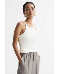 Reiss - Louisa - White Crew Neck Ribbed Cami Vest Top, L - Lyst