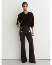 Reiss - Button-Detail High-Rise Flared Jeans - Lyst