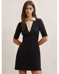 Reiss - Contrast-Collar Knitted Mini Dress - Lyst