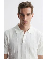 Reiss - Blaze - White Cotton Press-stud Polo T-shirt - Lyst