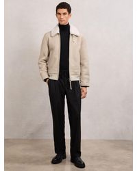 Reiss - Leather Shearling-Collar Jacket - Lyst