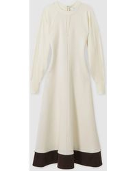 Reiss - Caprice - Ivory Wool-blend Hybrid Knitted Midi Dress, Us 4 - Lyst
