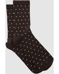 Reiss - Dotty - Chocolate Cotton-blend Polka-dot Socks, Us 2 - 4 - Lyst
