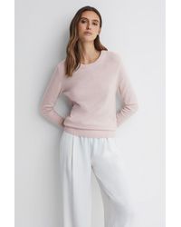 Reiss - Addison - Light Pink Wool Blend Crew Neck Jumper - Lyst