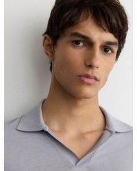 Reiss - Cotton- Open-Collar Short-Sleeve Polo Shirt - Lyst