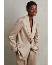 Reiss - Cole - Gold Satin Single Breasted Suit Blazer - Lyst