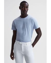 Reiss - Melrose - Soft Blue Melrose Garment Dye Crew Neck T-shirt, L - Lyst
