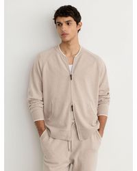 Reiss - Merino Wool Zip-Through Bomber Cardigan - Lyst