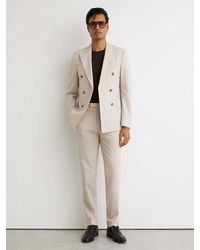 Reiss - Stone Belmont Tailored Fit Textured Suit Trousers With Wool - Lyst