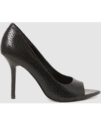 Reiss - Isla Peep Toe Pointed Court Shoes - Black Leather Plain - Lyst