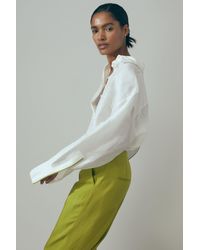 ATELIER - Linen Silk Contrast Button Through Shirt - Lyst