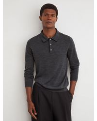 Reiss - Derby Marl Merino Wool Long-Sleeve Polo Shirt - Lyst
