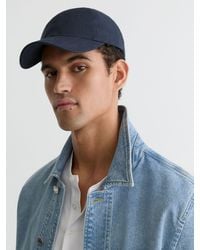 Reiss - Lucas - Navy Linen Baseball Cap, One - Lyst