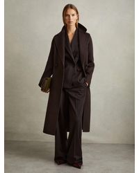 Reiss - Lucia Chocolate Petite Wool Blend Double Breasted Blindseam Coat - Lyst