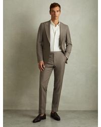 Reiss - Textured Wool Blend Side Adjuster Tapered Fit Trousers - Lyst