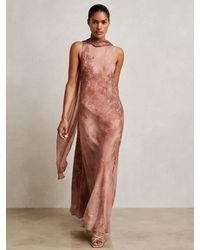 Reiss - Chiffon Floral Cape Maxi Dress - Lyst