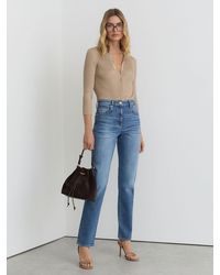 Reiss - Aubrey - Mid Blue Slim Straight-leg Jeans, 32w X 31l (uk 32 R) - Lyst