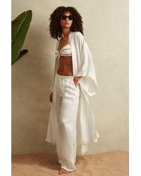 Reiss - Nell - Ivory Textured Belted Kimono - Lyst
