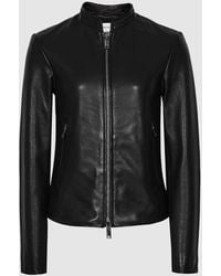 reiss leather jacket womens sale