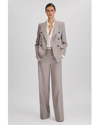 Reiss - Hazel - Oatmeal Tailored Wool Blend Double Breasted Suit Blazer, Us 4 - Lyst