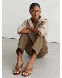 Reiss - Leather Lizard-Effect Kitten-Heel Sandals - Lyst