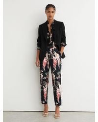 Reiss - Erin - Black Wool-blend Textured Single-breasted Blazer, Us 0 - Lyst