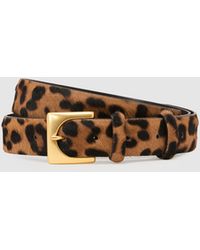 Reiss - Belinda Pony-Hair Leopard Square-Buckle Belt - Lyst