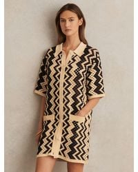 Reiss - Cream Cotton Patterned Crochet Dress - Lyst