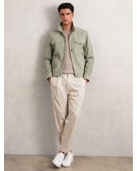Reiss - Suede Press Stud Trucker Jacket - Lyst