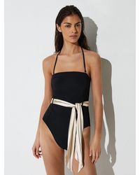 Reiss - Bandeau Scarf-Belt Halterneck Swimsuit - Lyst