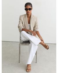 Reiss - Leather Lizard-Effect Kitten-Heel Sandals - Lyst