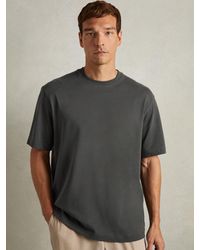 Reiss - Tate - Washed Black 100% Cotton Jersey Garment Dye T-shirt - Lyst