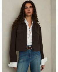 Reiss - Wool-Blend Cropped Jacket - Lyst