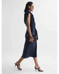 Reiss - Linen Side Tie Midi Dress - Lyst