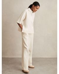 Reiss - Gaia - Ivory Cotton Blend Wide Leg Joggers, S - Lyst