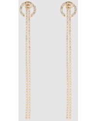 Reiss Arabella - Crystal Embellished Drape Earrings - Metallic