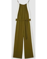 Reiss Inez Side-Stripe Woven Jumpsuit in Orange | Lyst