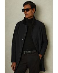Reiss - Logan - Black Hybrid Removable Funnel Neck Overcoat, L - Lyst