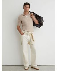 Reiss - Textured-Knit Half-Button Polo Shirt - Lyst