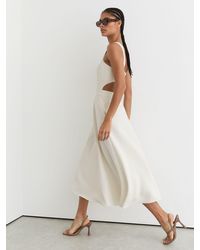 Reiss - Waisted Cut-Out Twill Midi Dress - Lyst