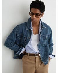 Reiss - Place - Indigo Blue Wash Denim Trucker Jacket, L - Lyst