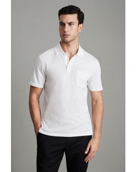 Reiss - Austin - White Mercerised Cotton Polo Shirt - Lyst